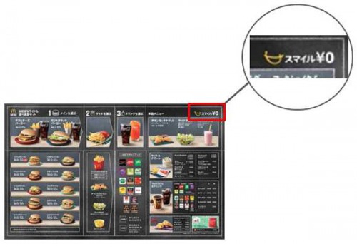 メニューにスマイル0円を表記