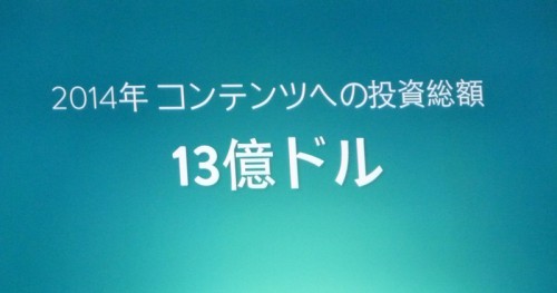 2014年は約1500億円をコンテンツに投資