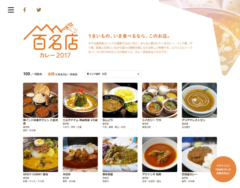 食べログ／カレー百名店を発表、東京は最多の63店選出