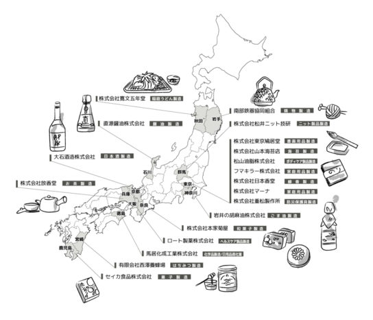 100年100社プロジェクトの参加企業例