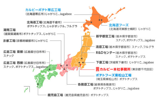 カルビーの製造拠点