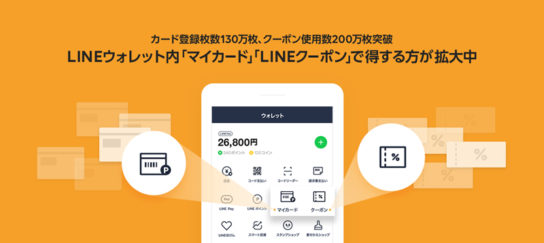 「マイカード」登録130万枚「LINEクーポン」使用数200万枚突破