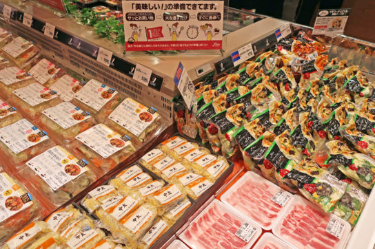 ミールキット、肉、そばを関連販売