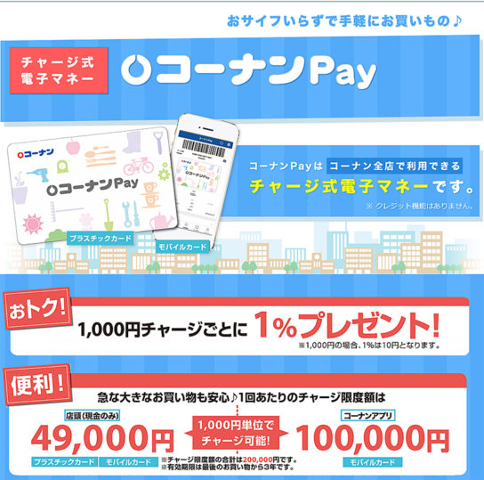 コーナンPayのホームページ