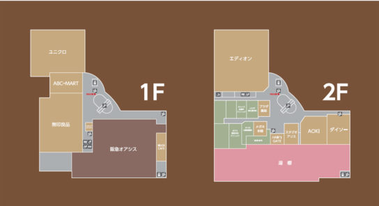 オアシスタウンキセラ川西のテナント配置図