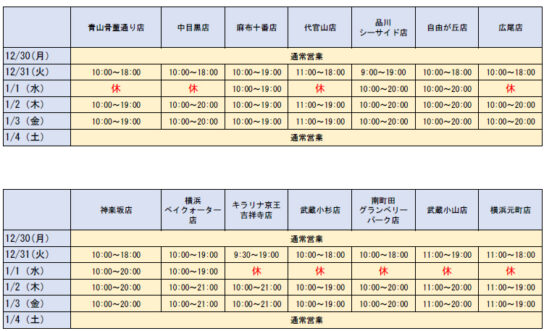 一部店舗で休業・閉店時間変更