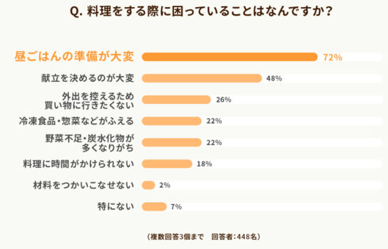 困っていることの1位は「昼ごはんの準備が大変」