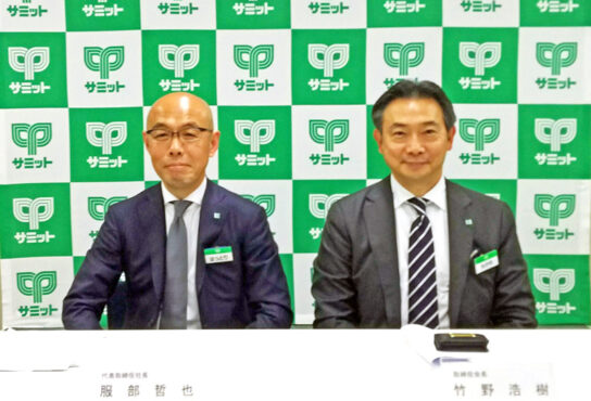 服部社長（左）と竹野会長（右）