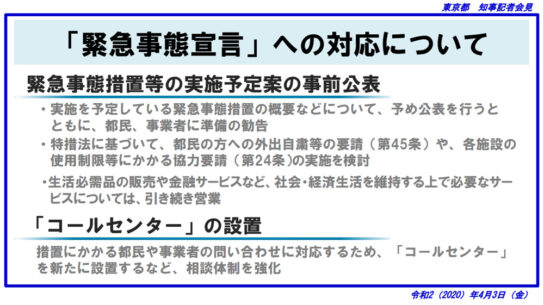 緊急事態宣言への対応