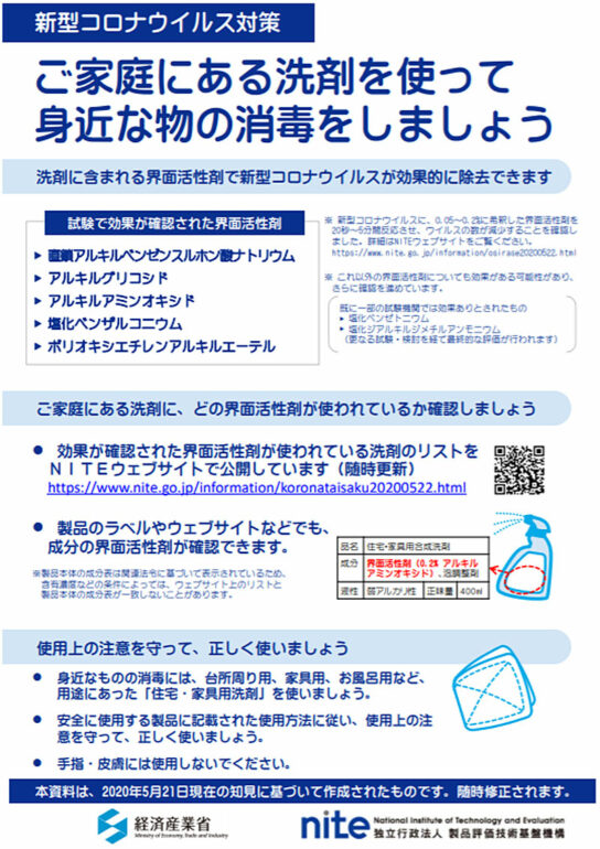 ご家庭にある洗剤を使って身近な物の消毒をしましょう（ポスター）