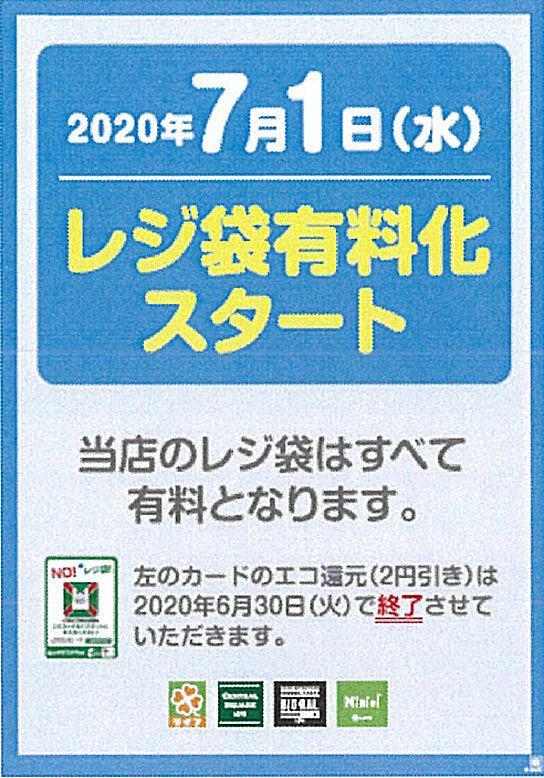 7月1日レジ袋有料化スタート