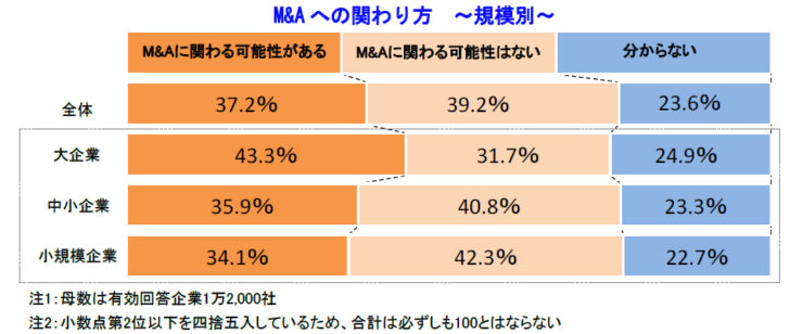 規模別M＆Aへの関わり方