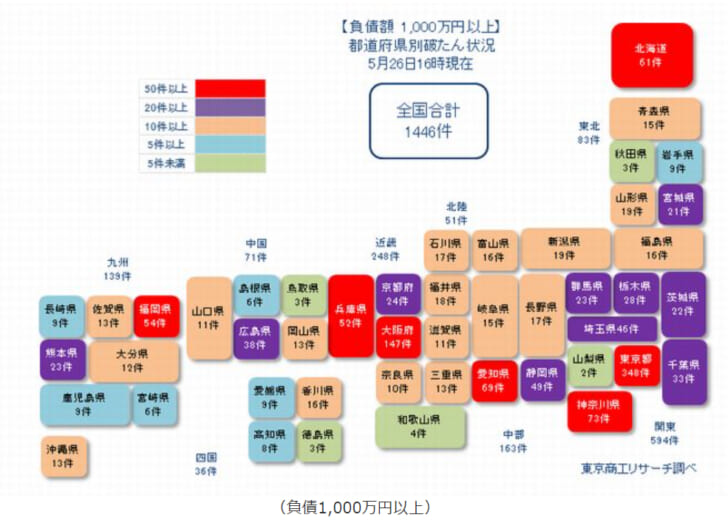 東京都が348件と全体の4分の1占める