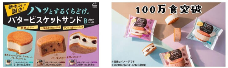 「バタービスケットサンド」累計販売数100万食を突破