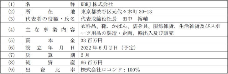 新会社の概要