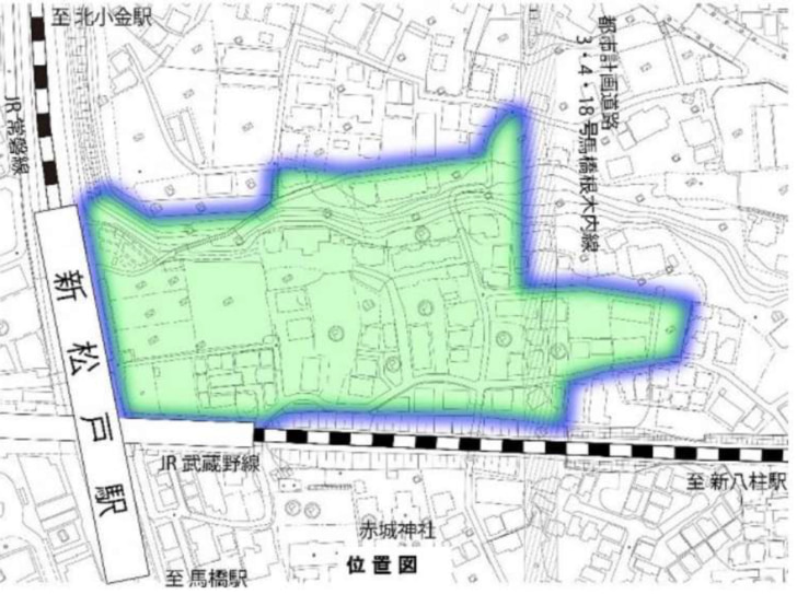 土地区画整理事業の位置図