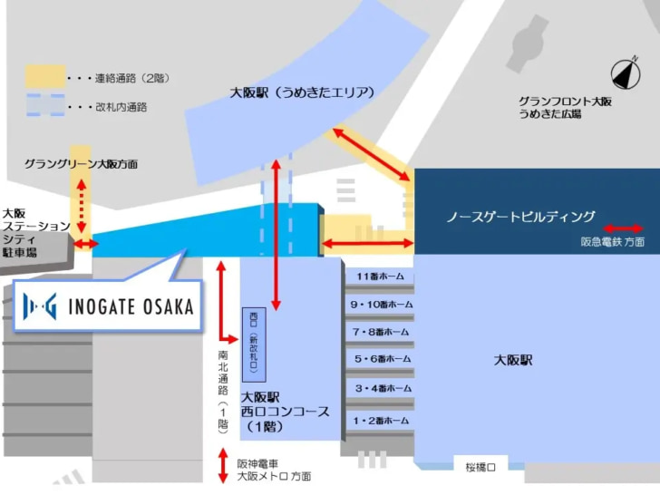 JR大阪駅の新改札口と直結