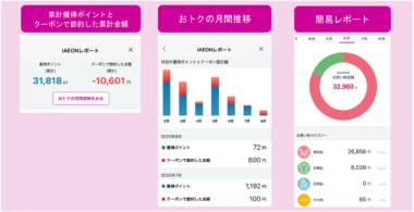 イオン／「iAEON」でクーポンによる節約額を可視化、家計管理も手軽に