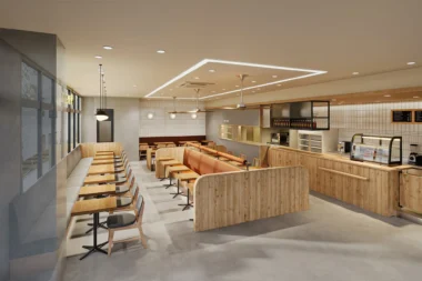 プロント／「イオンタウン東浦和店」3／28オープン、カウンターや仕切に間伐材使用